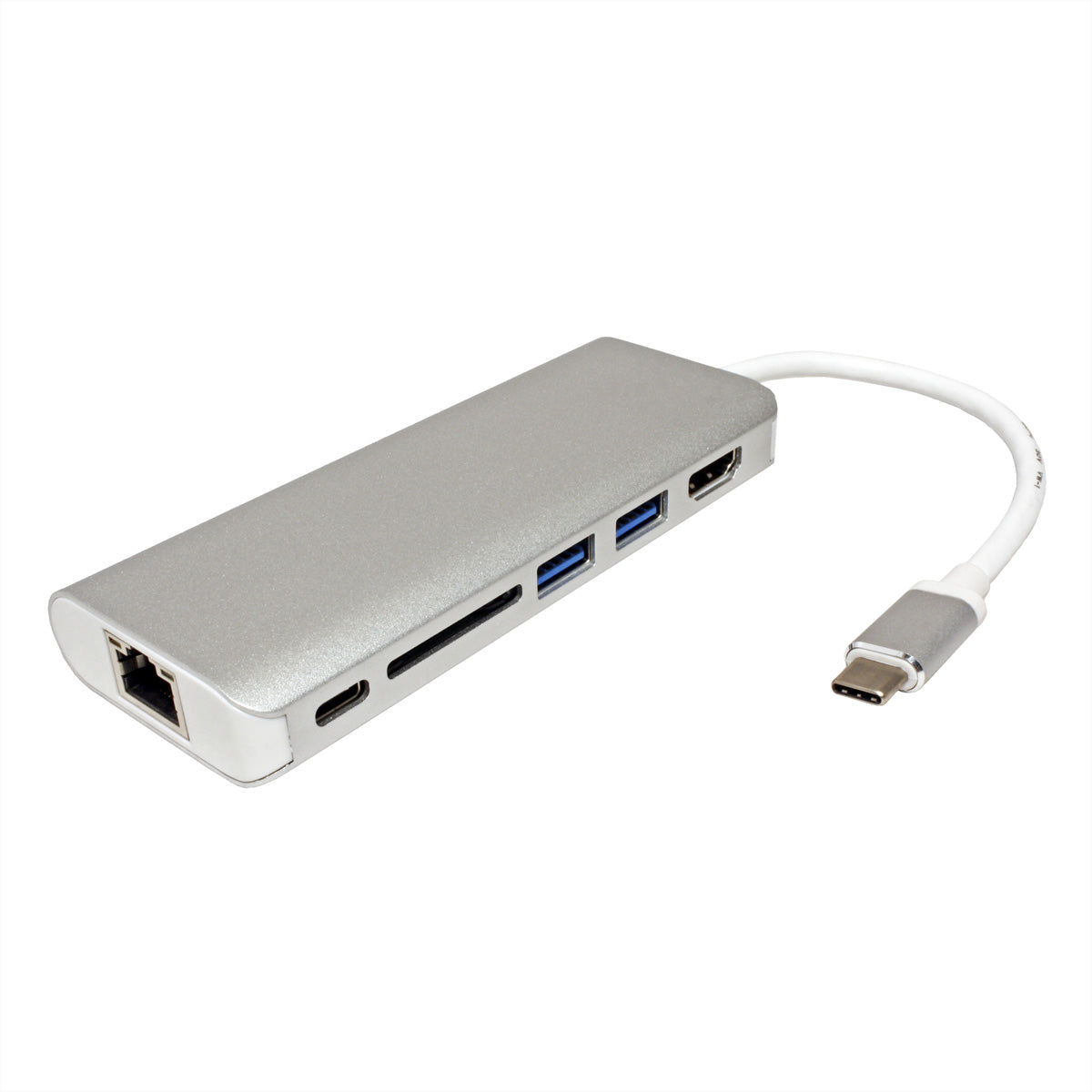 ROLINE Dockingstation – USB-C, 1× HDMI, 2× USB-A, 1× USB-C, SD/microSD, GbE, für Windows/Mac