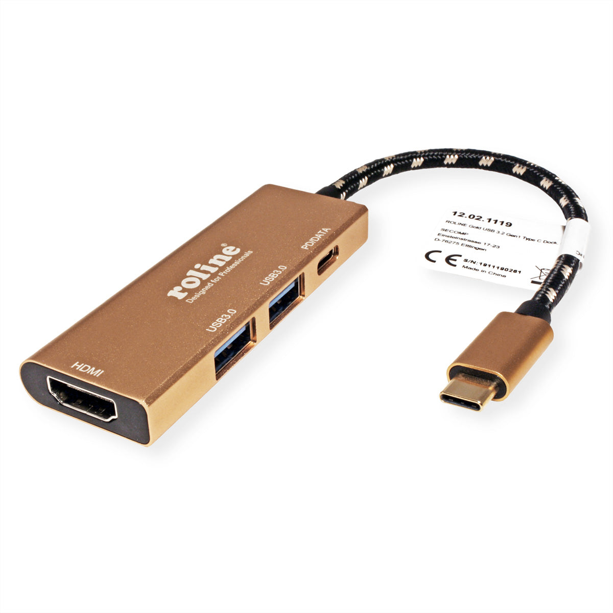 ROLINE GOLD Dockingstation – USB-C, 1× HDMI, 2× USB-A, für MacBook/Ultrabook/Notebook