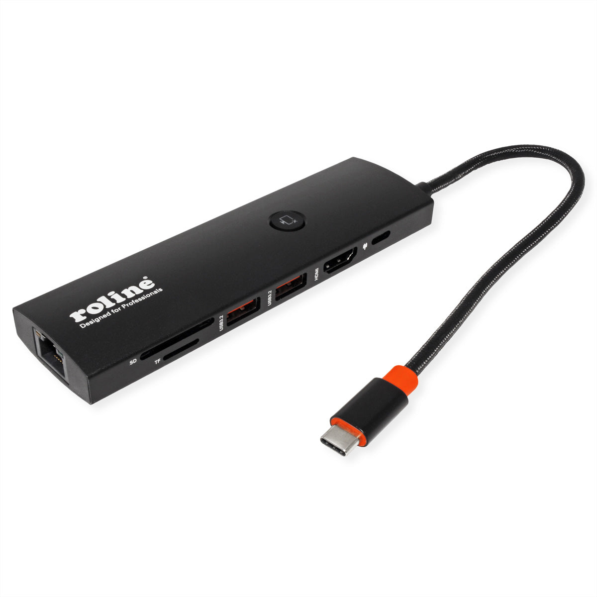 ROLINE Dockingstation – USB-C, 1× HDMI, 2× USB-A, 100 W PD, GbE, SD/microSD, für Windows/Mac