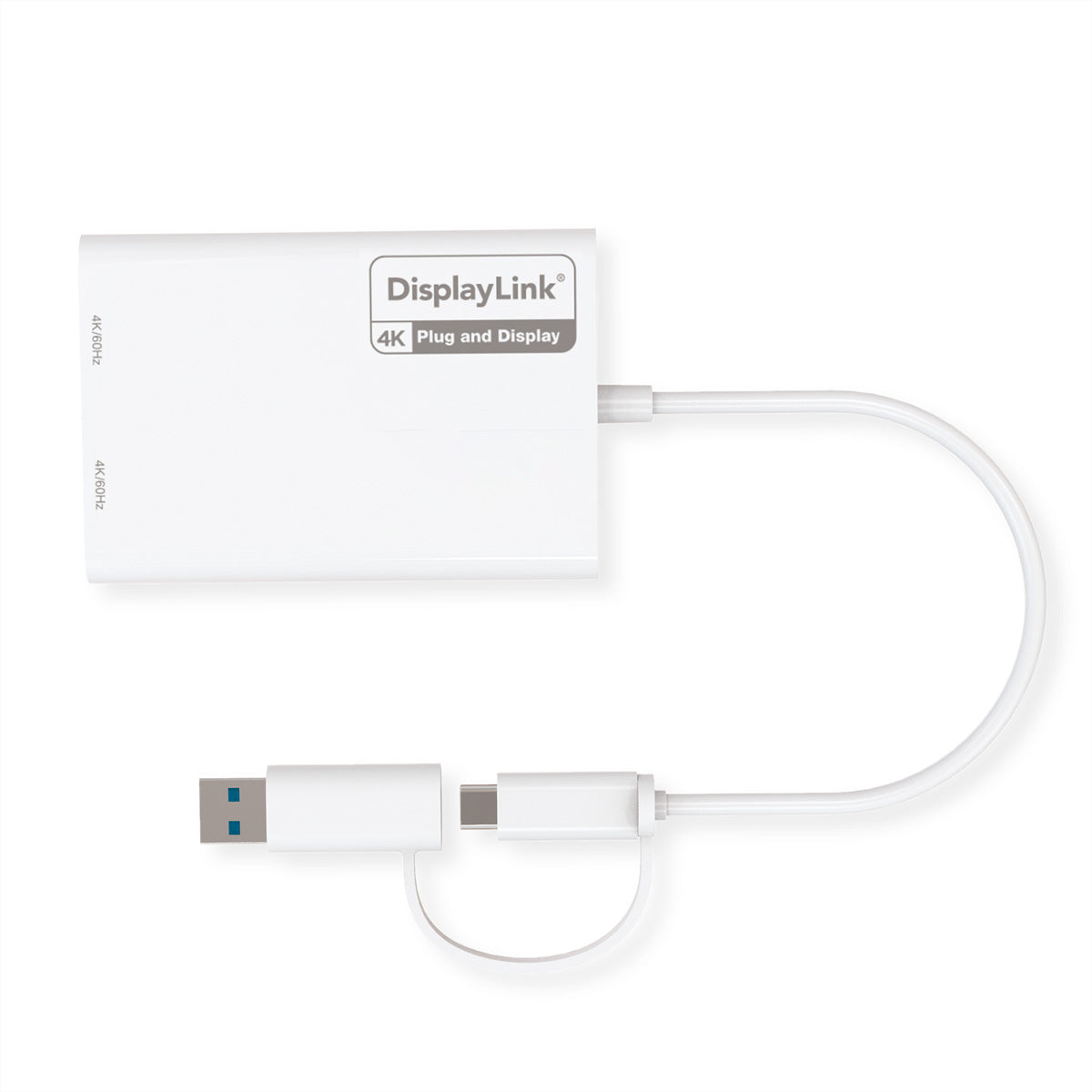 ROLINE Multi-Monitor-Adapter USB-A/C zu 2× HDMI – 4K (3840×2160) @60 Hz, 0,18 m, für USB-A/C (DP Alt Mode)