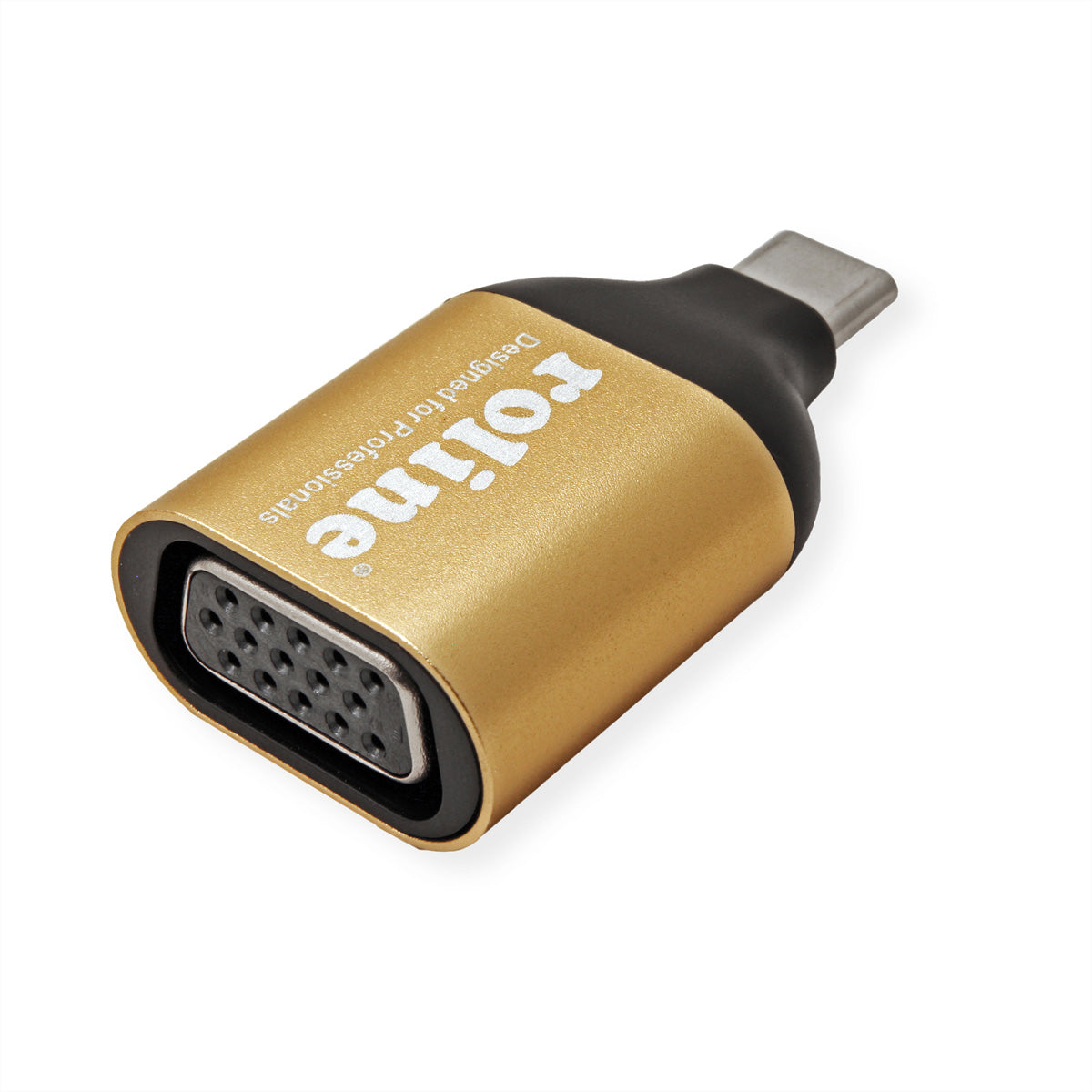 ROLINE USB-C auf VGA Adapter USB 3.2 Gen 1 1080p 60 Hz – Gold – für Geräte mit USB-C (DisplayPort Alt Mode)