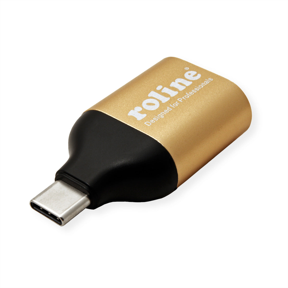 ROLINE USB-C auf VGA Adapter USB 3.2 Gen 1 1080p 60 Hz – Gold – für Geräte mit USB-C (DisplayPort Alt Mode)
