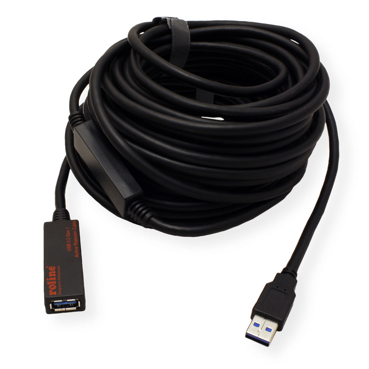 ROLINE USB-A Verlängerungskabel (Stecker auf Buchse) – USB 3.2 Gen 1 (5 Gbit/s) – 15 m – Aktiv – Schwarz