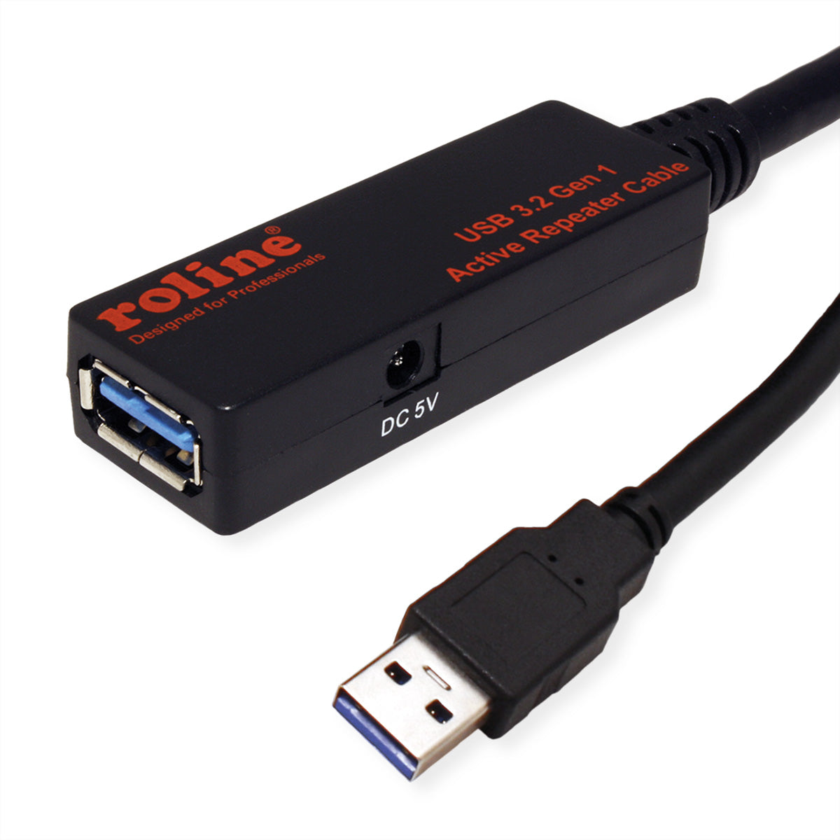 ROLINE USB-A Verlängerungskabel (Stecker auf Buchse) – USB 3.2 Gen 1 (5 Gbit/s) – 15 m – Aktiv – Schwarz