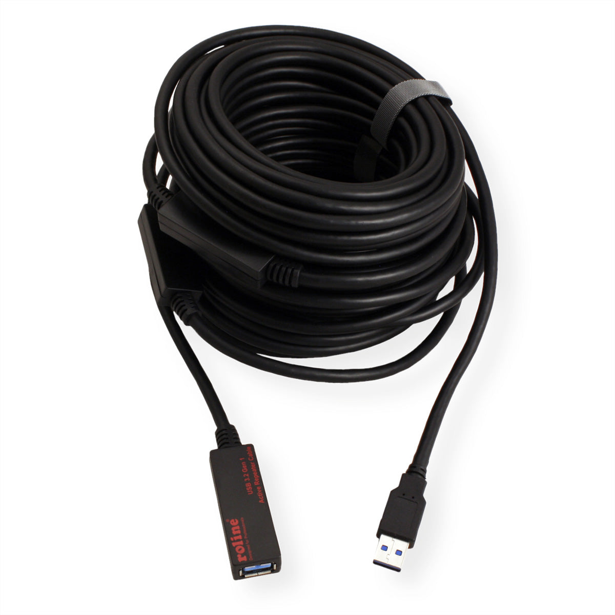 ROLINE USB-A Verlängerungskabel (Stecker auf Buchse) – USB 3.2 Gen 1 (5 Gbit/s) – 20 m – Aktiv – Schwarz