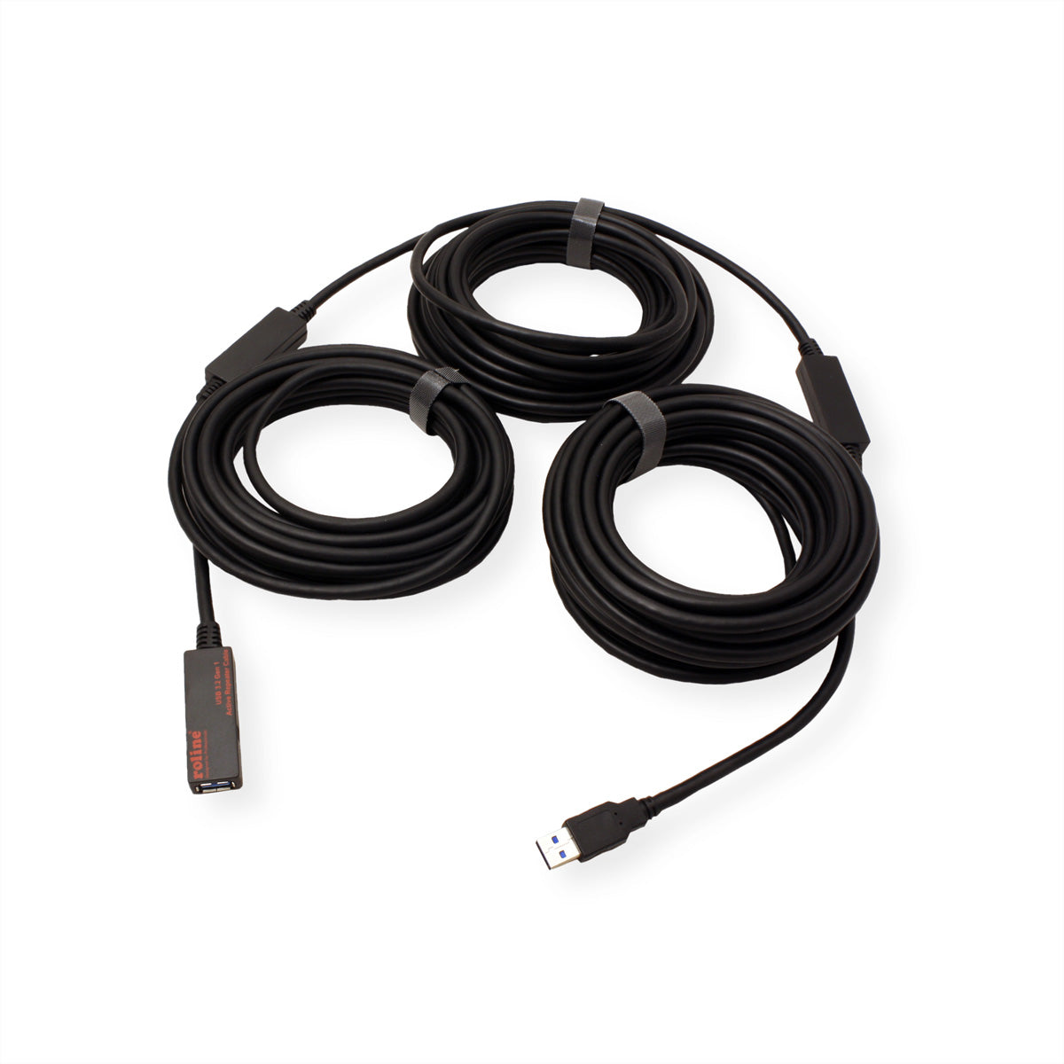 ROLINE USB-A Verlängerungskabel (Stecker auf Buchse) – USB 3.2 Gen 1 (5 Gbit/s) – 20 m – Aktiv – Schwarz