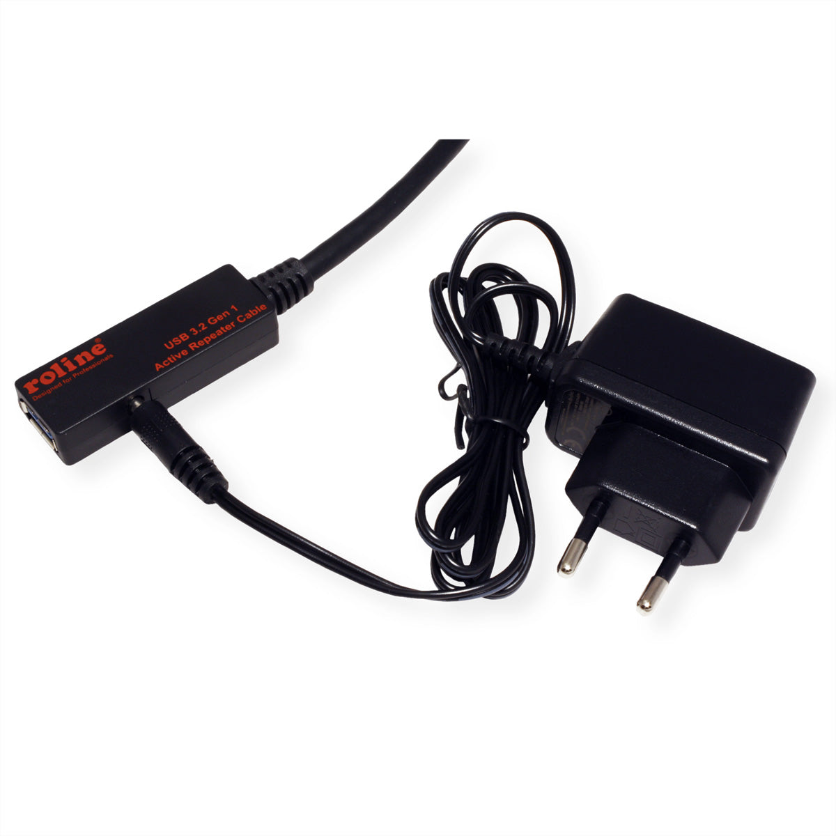 ROLINE USB-A Verlängerungskabel (Stecker auf Buchse) – USB 3.2 Gen 1 (5 Gbit/s) – 20 m – Aktiv – Schwarz
