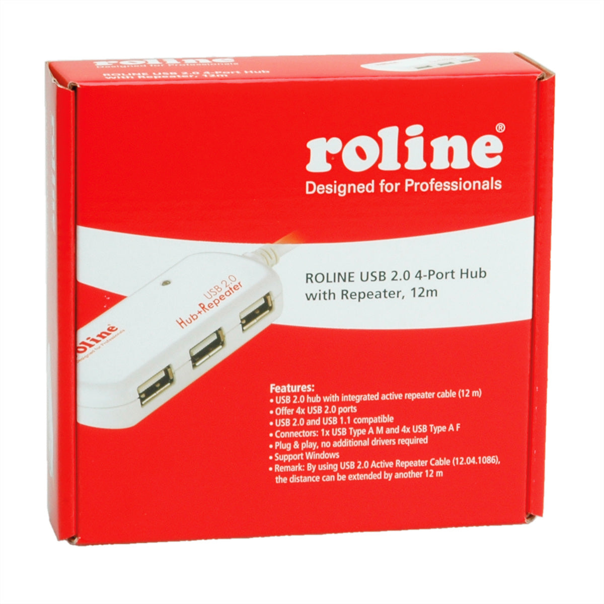 ROLINE USB-Hub – USB 2.0, 4× USB-A