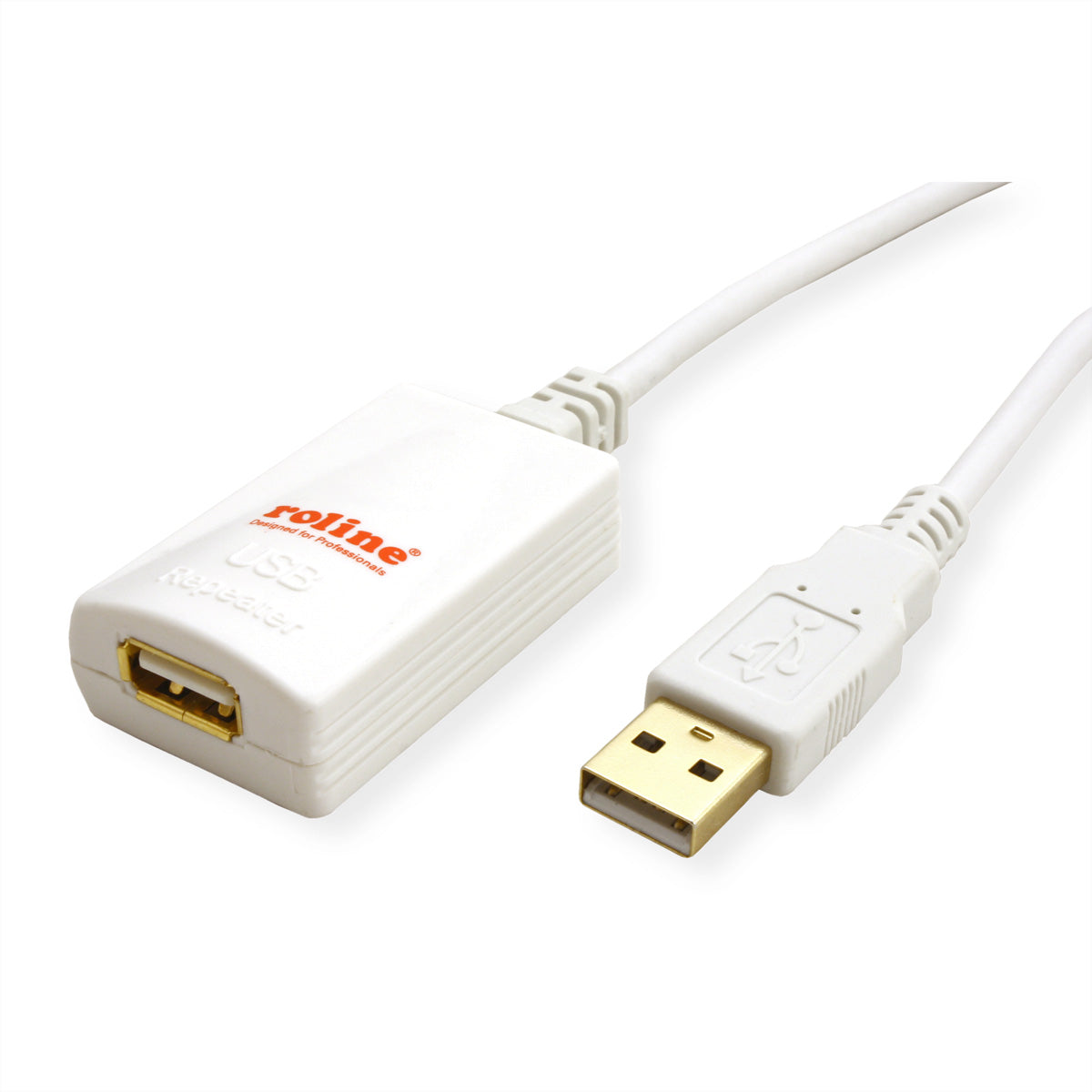 ROLINE USB-A Verlängerungskabel (Stecker auf Buchse) – USB 2.0 (480 Mbit/s) – 5 m – kaskadierbar – Weiss