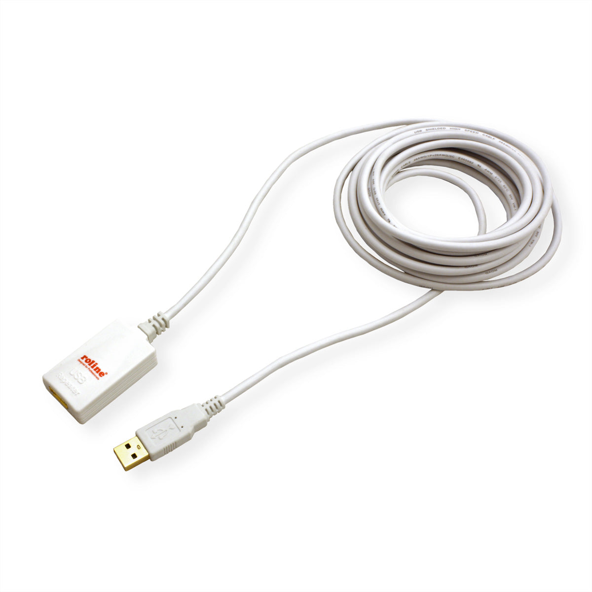 ROLINE USB-A Verlängerungskabel (Stecker auf Buchse) – USB 2.0 (480 Mbit/s) – 5 m – kaskadierbar – Weiss