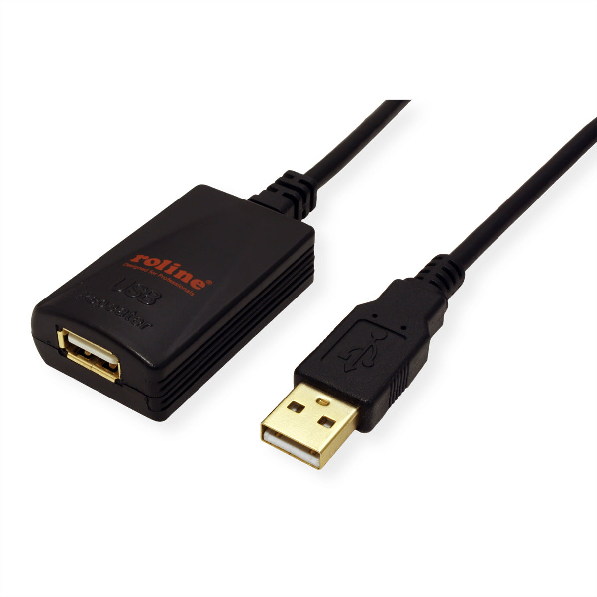 ROLINE USB-A Verlängerungskabel (Stecker auf Buchse) – USB 2.0 (480 Mbps) – 5 m – Schwarz