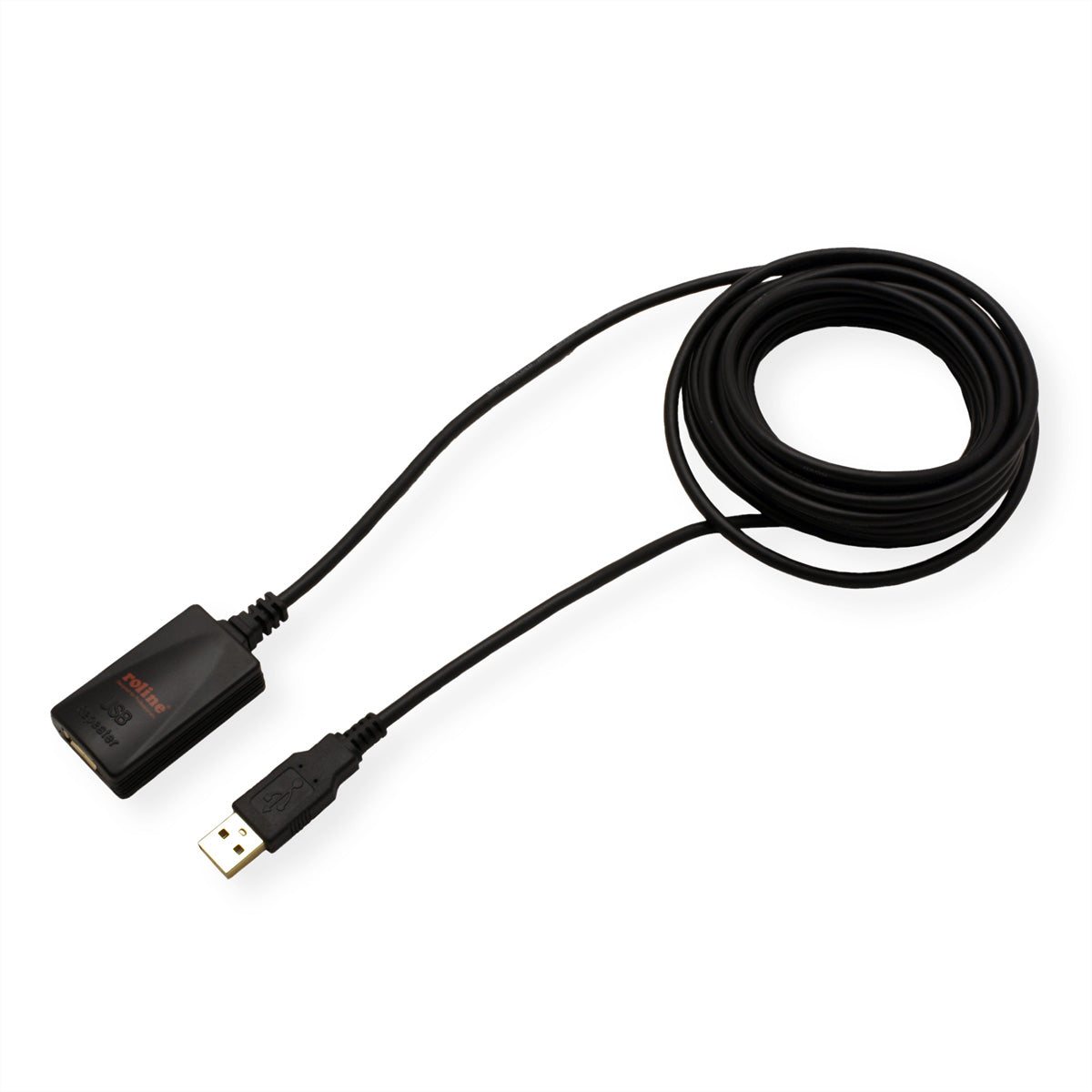 ROLINE USB-A Verlängerungskabel (Stecker auf Buchse) – USB 2.0 (480 Mbps) – 5 m – Schwarz
