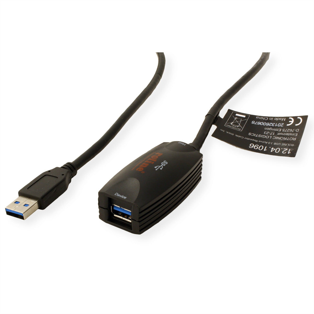 ROLINE USB-A Verlängerungskabel (Stecker auf Buchse) – USB 3.2 Gen 1 – 5 m – Aktiv – Schwarz – für USB-Gerät