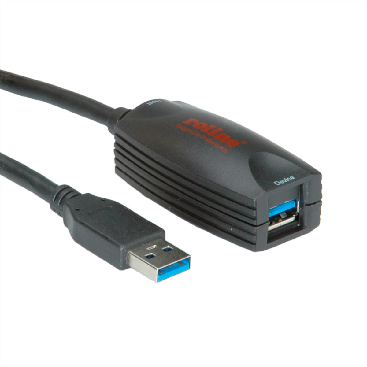 ROLINE USB-A Verlängerungskabel (Stecker auf Buchse) – USB 3.2 Gen 1 – 5 m – Aktiv – Schwarz – für USB-Gerät