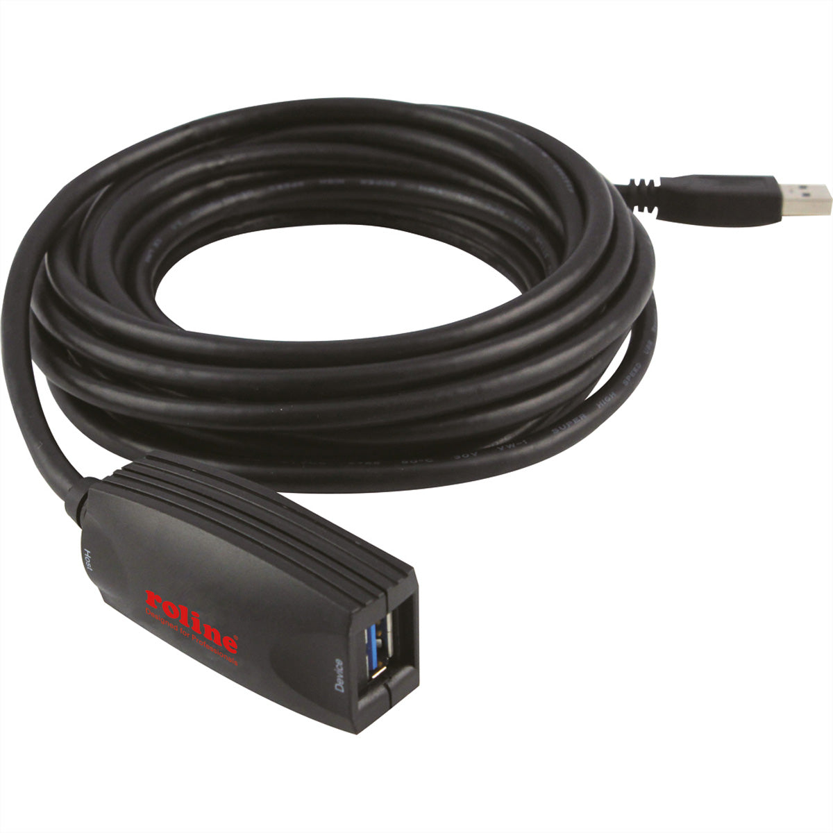 ROLINE USB-A Verlängerungskabel (Stecker auf Buchse) – USB 3.2 Gen 1 – 5 m – Aktiv – Schwarz – für USB-Gerät