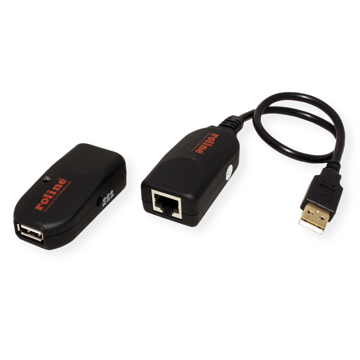 ROLINE USB-Verlängerung über RJ-45 – USB-A zu USB-A, bis 50 m, USB 2.0 Hi-Speed (480 Mbit/s) – Schwarz