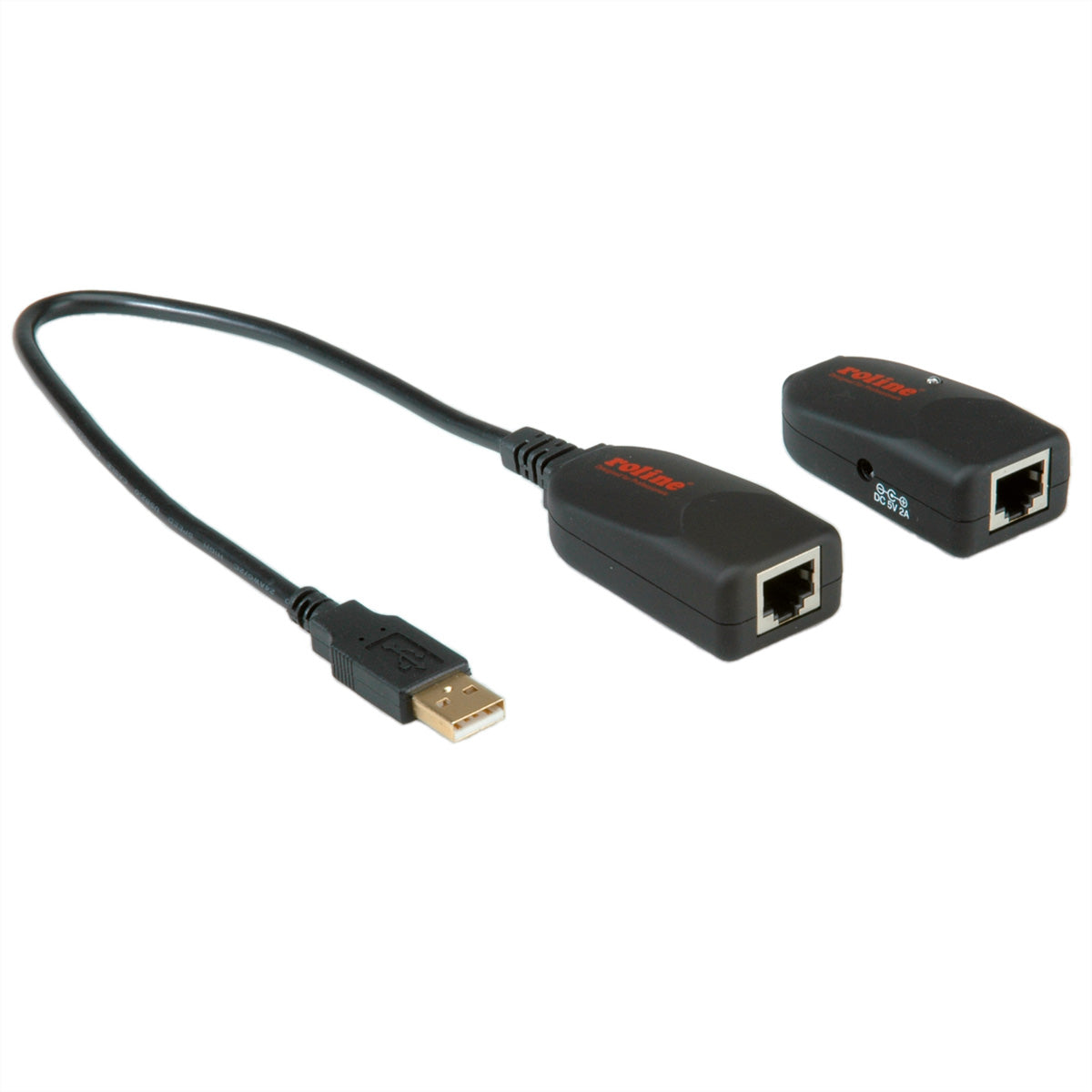 ROLINE USB-Verlängerung über RJ-45 – USB-A zu USB-A, bis 50 m, USB 2.0 Hi-Speed (480 Mbit/s) – Schwarz