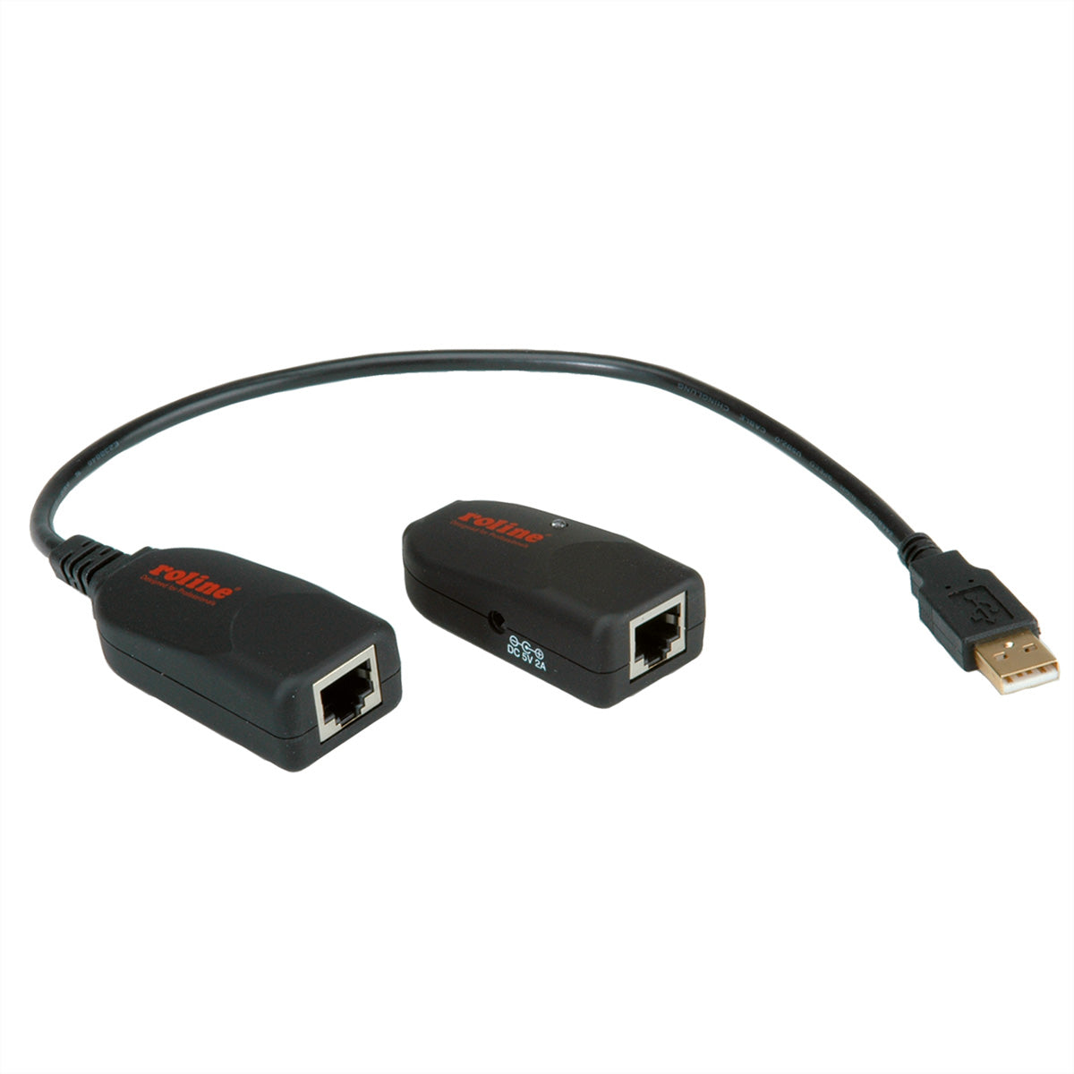 ROLINE USB-Verlängerung über RJ-45 – USB-A zu USB-A, bis 50 m, USB 2.0 Hi-Speed (480 Mbit/s) – Schwarz