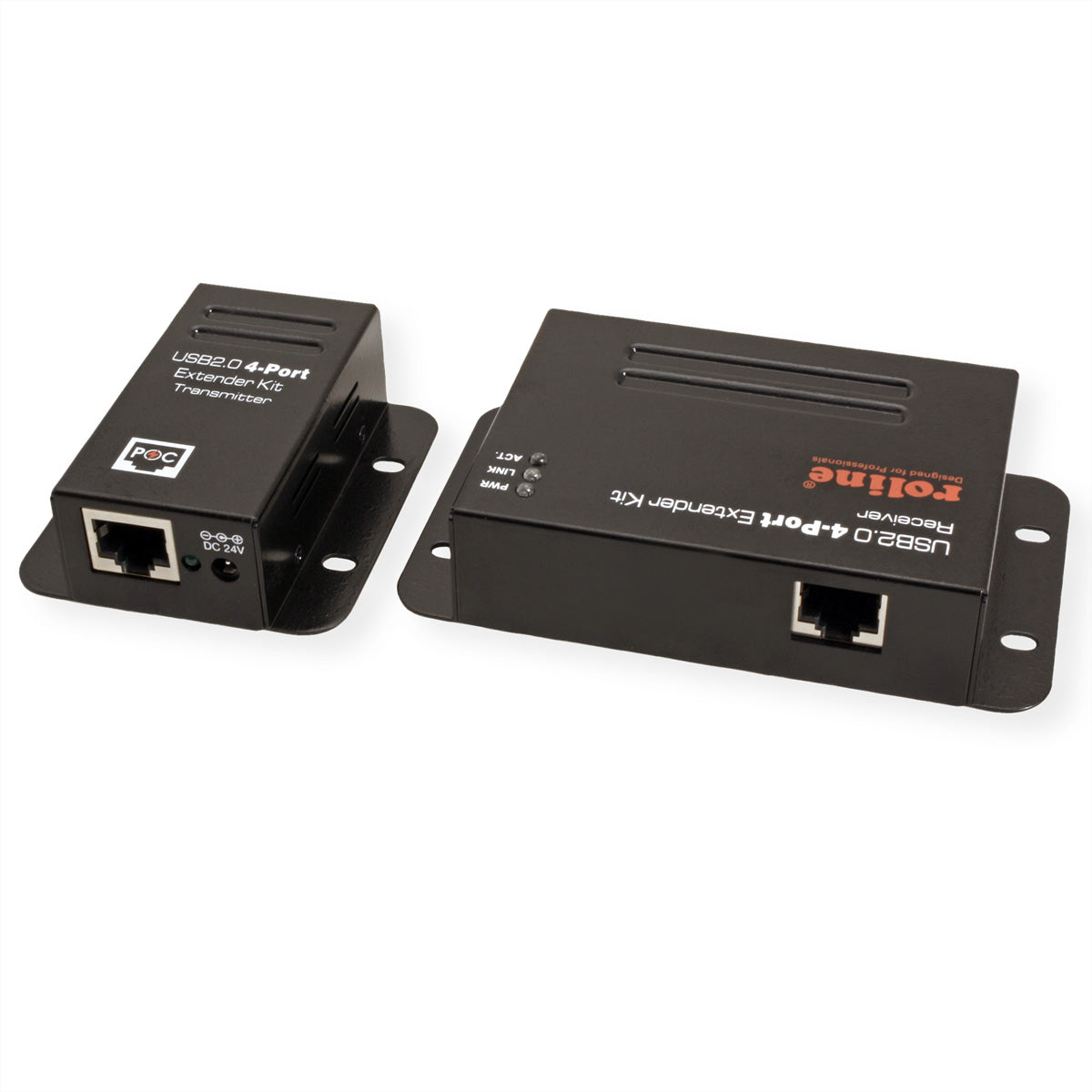 ROLINE USB-Verlängerung – USB zu USB über RJ-45, USB 2.0 (480 Mbit/s), 4× USB-A, bis 50 m – Schwarz