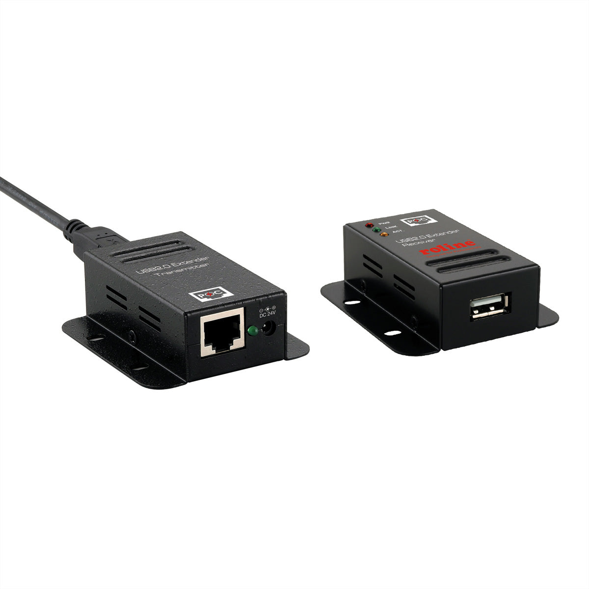 ROLINE USB-Verlängerung USB-B zu USB-A – 50 m, USB 2.0 Hi-Speed 480 Mbit/s, PoC – Schwarz