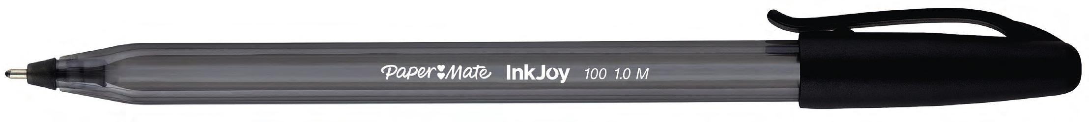 Papermate InkJoy 100 Kugelschreiber – 50er Pack, Schwarz, 1,0 mm Spitze, Deckel