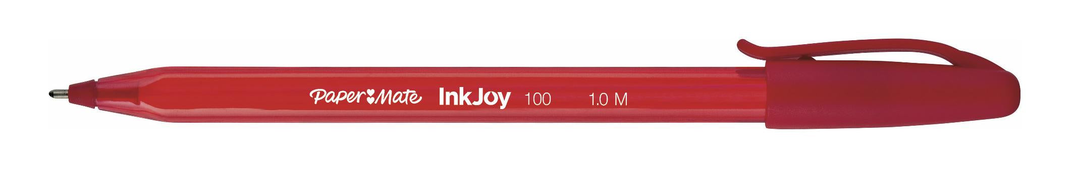 Papermate InkJoy 100 Kugelschreiber – 50er Pack, Rot, 1 mm Spitze, Deckel