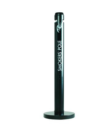 Rubbermaid Standascher Smokers' Pole – rund, Aluminium, schwarz, Ø oben 102 / Sockel 324 × H 1'041 mm