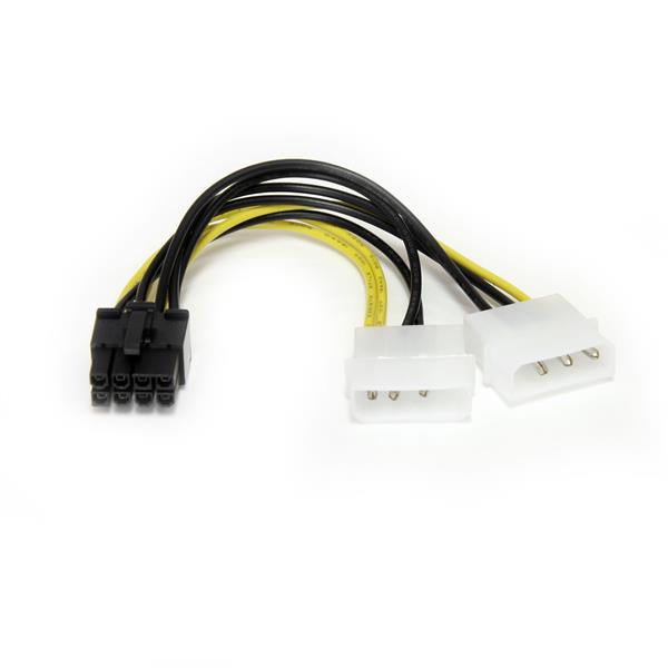 StarTech.com PCIe Stromkabel – 2× LP4–8-Pin PCIe, 0,153 m, Schwarz/Gelb