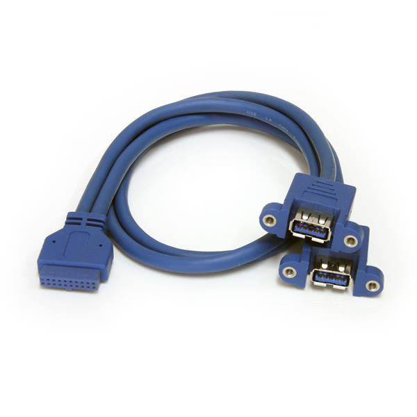 StarTech.com 2× USB-A zu IDC Kabel – USB 3.2 Gen 1 (5 Gbit/s), 0,5 m, für Mainboard-Header – Blau