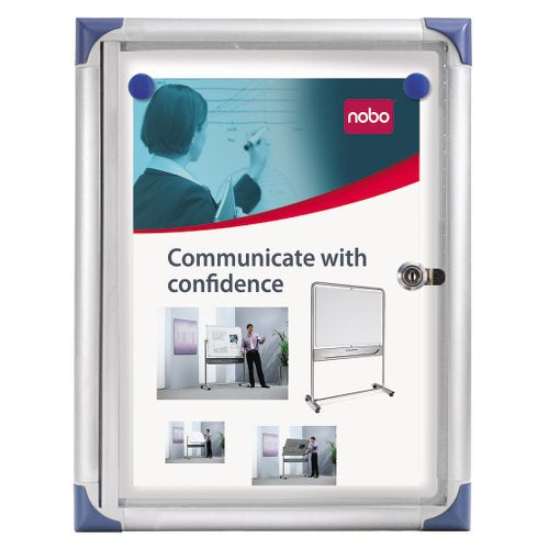 Nobo Schaukasten – 1×DIN A4 – Klapptür, abschliessbar – magnetische Metallrückwand – Glas – Aluminiumrahmen