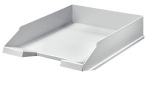 Helit Stapelbarer Briefkorb mit Griffausschnitt, Beschriftungsfeld, matt, grau, B 255 × H 67 × T 345 mm