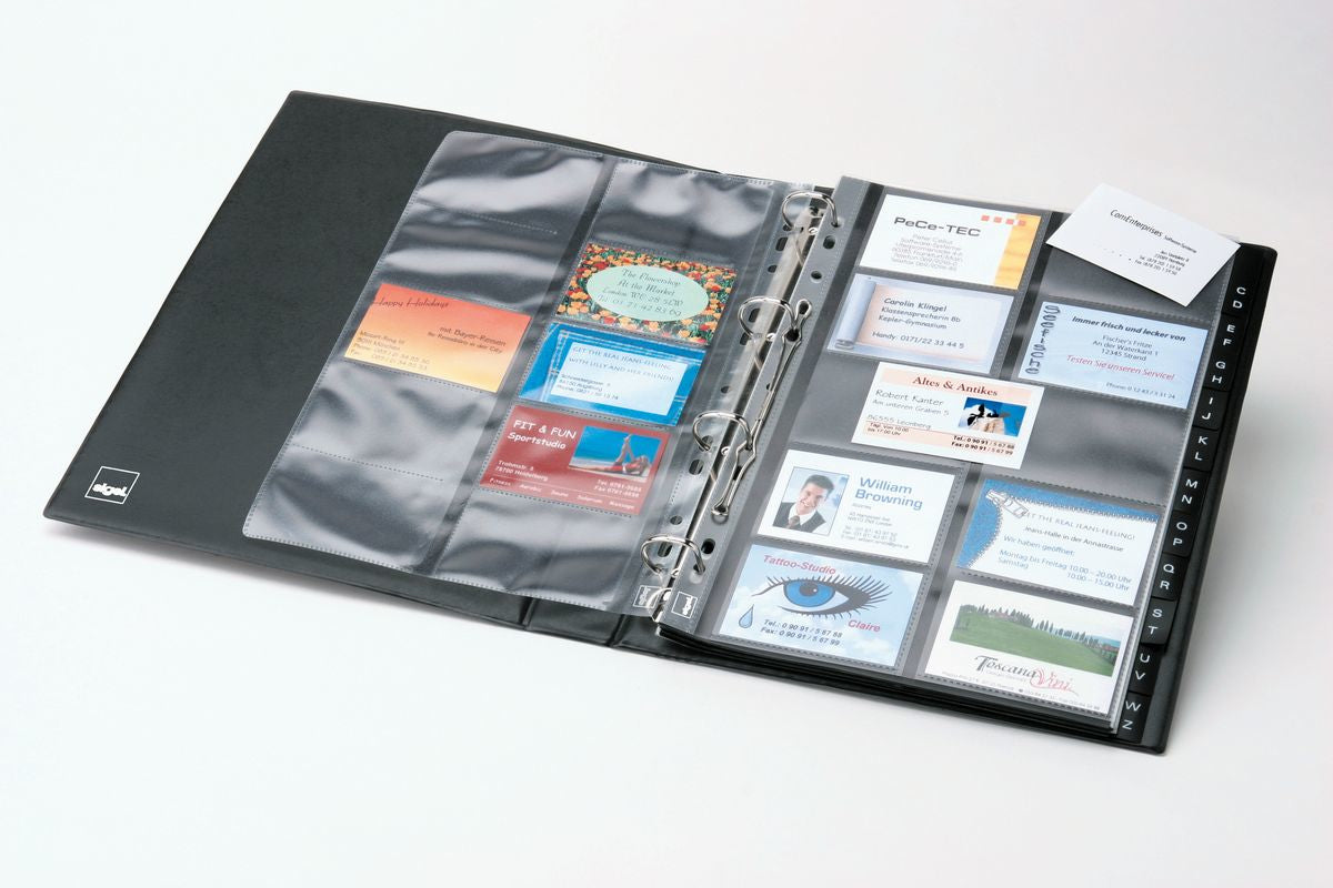 Sigel Visitenkarten-Zeigetaschen – 200 Karten, für 90 × 58 mm, transparent, Kunststoff, 10 Stück