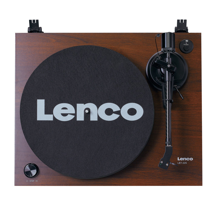 Lenco LBT-225 – Plattenspieler (Riemenantrieb, manuell), Bluetooth, 33⅓/45 U/min – Braun