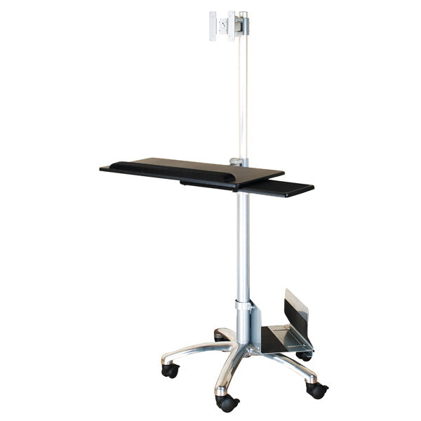 VALUE Bodenständer/TV-Wagen – 1 Monitor – VESA 75×75/100×100 mm – bis 10 kg/Monitor – neigbar – Silber