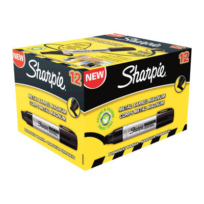 Sharpie Magnum Permanentmarker – Keilspitze 9,8/14,8 mm – Schwarz – 12er-Pack