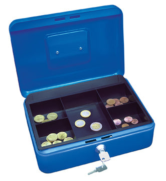 Wedo Geldkassette – mit Schlüssel – 15,2 × 11,5 × 8 cm – Blau – Stahl