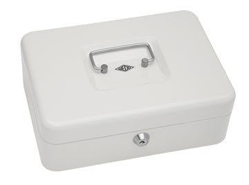 Wedo Geldkassette – mit Schlüssel – 25 × 18 × 9 cm – Weiss – Stahl