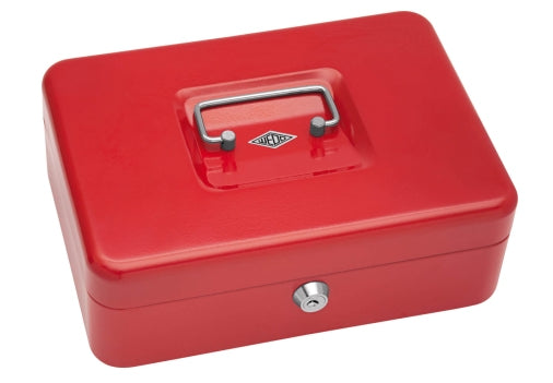Wedo Geldkassette – mit Schlüssel – 25 × 18 × 9 cm – Rot – Stahl