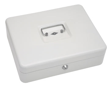 Wedo Geldkassette – mit Zylinderschloss – 30 × 24 × 9 cm – Weiss – Stahl