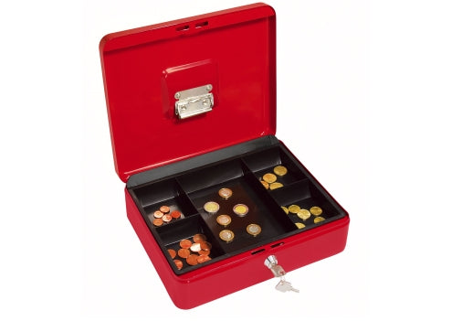 Wedo Geldkassette – mit Schlüssel – 30 × 24 × 9 cm – Rot – Stahl