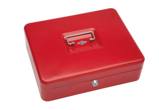 Wedo Geldkassette – mit Schlüssel – 30 × 24 × 9 cm – Rot – Stahl