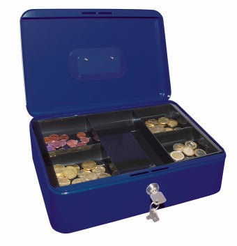 Wedo Geldkassette – mit Schlüssel – 30 × 24 × 9 cm – Blau – Stahl