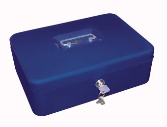 Wedo Geldkassette – mit Schlüssel – 30 × 24 × 9 cm – Blau – Stahl