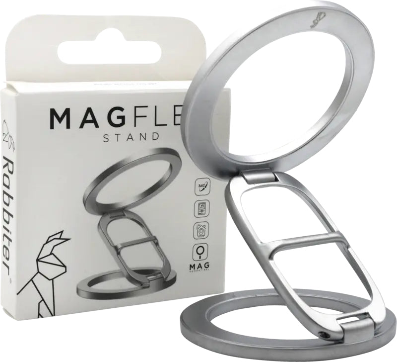 Rabbiter MagFlexStand – Tisch-Ständer – magnetisch – für MagSafe-kompatible Geräte – Silber