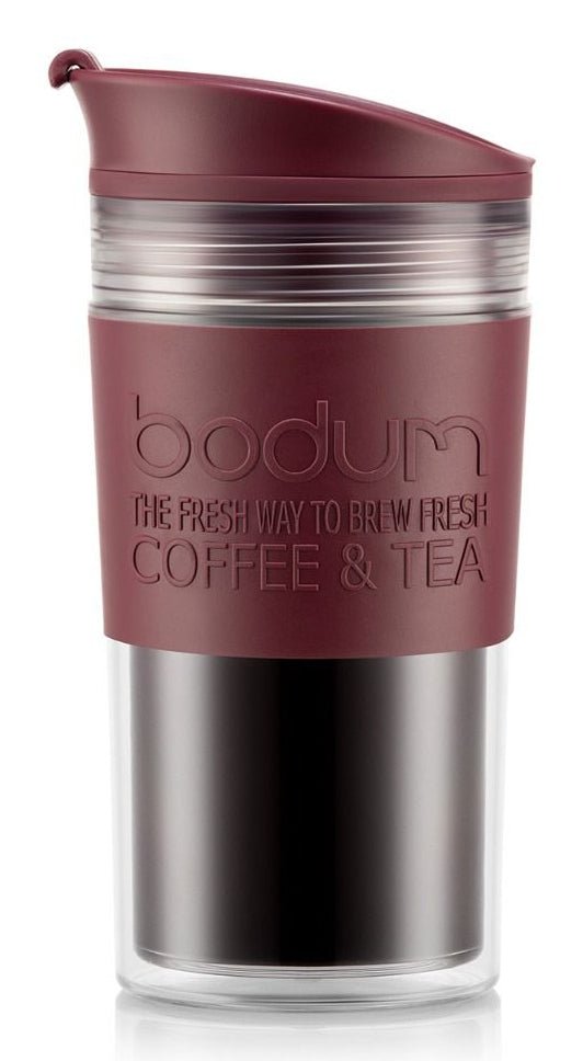 Bodum Travel Mug Thermobecher 350 ml – doppelwandig, Kunststoff, Dunkelrot