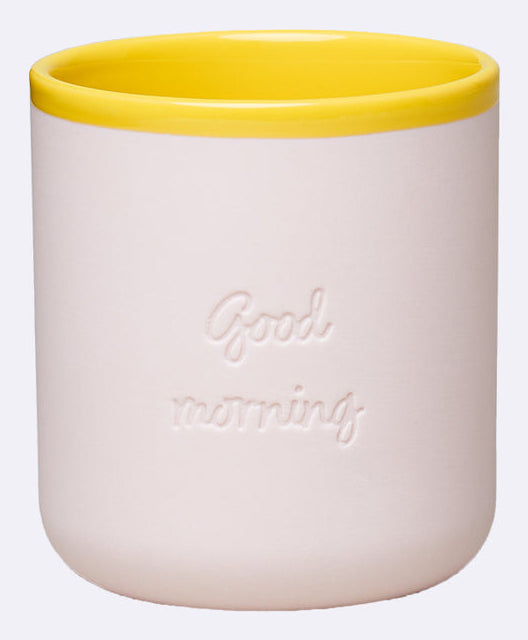 Chic-mic Teetasse Good Mood Good Morning – 380 ml, Porzellan, Rosa, spülmaschinenfest, mikrowellengeeignet