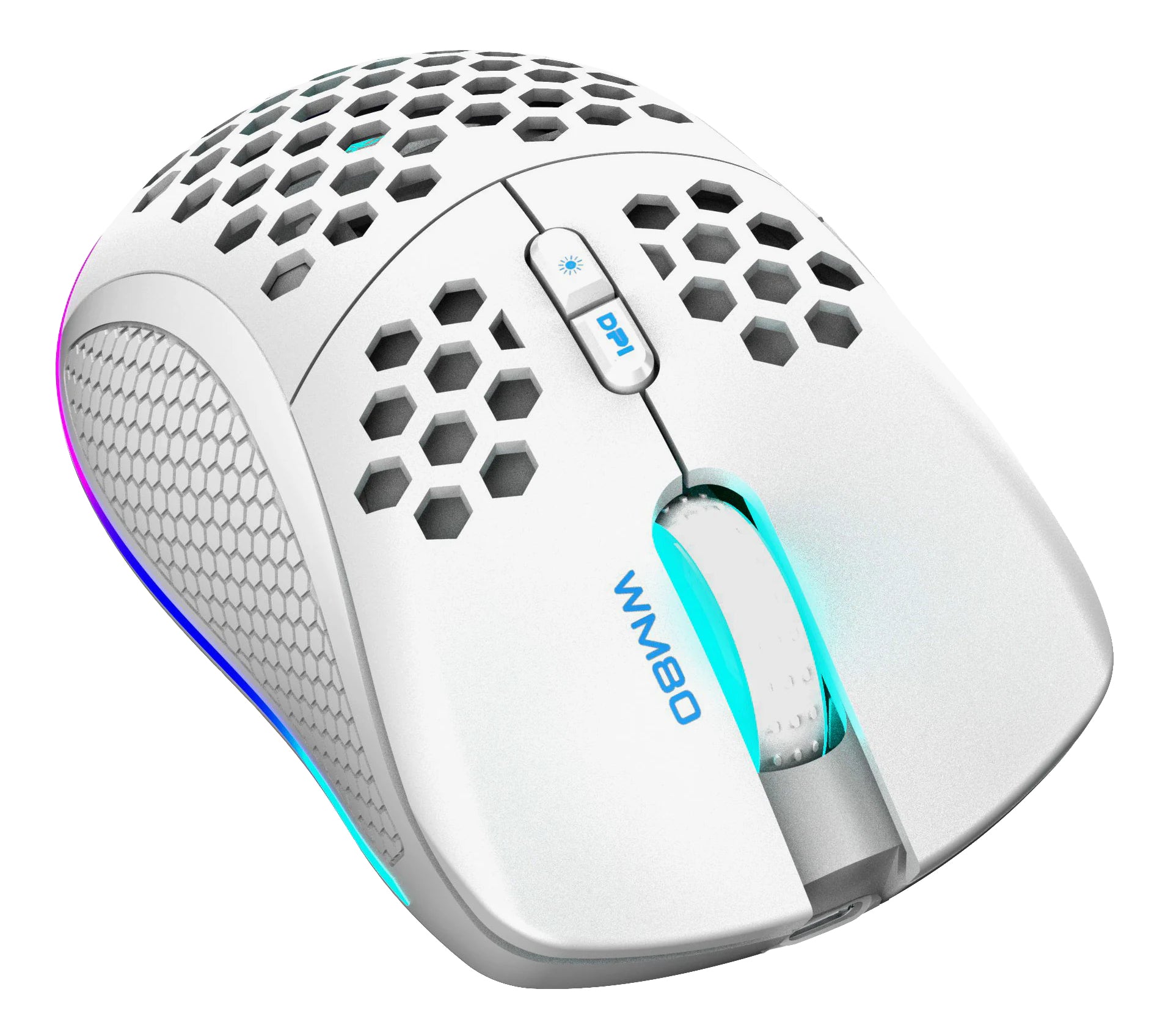 Deltaco Gaming WM80 – Gaming-Maus – Kabellos (Bluetooth/2,4 GHz), 6400 DPI, RGB-Beleuchtung, Rechtshänder, Weiss