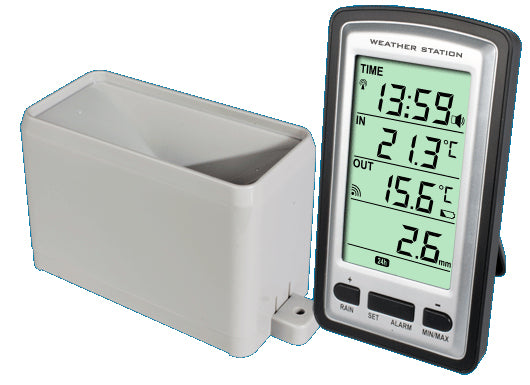 Alecto WS-1200 – Wetterstation, innen/außen, kabelloser Regensensor – weiss