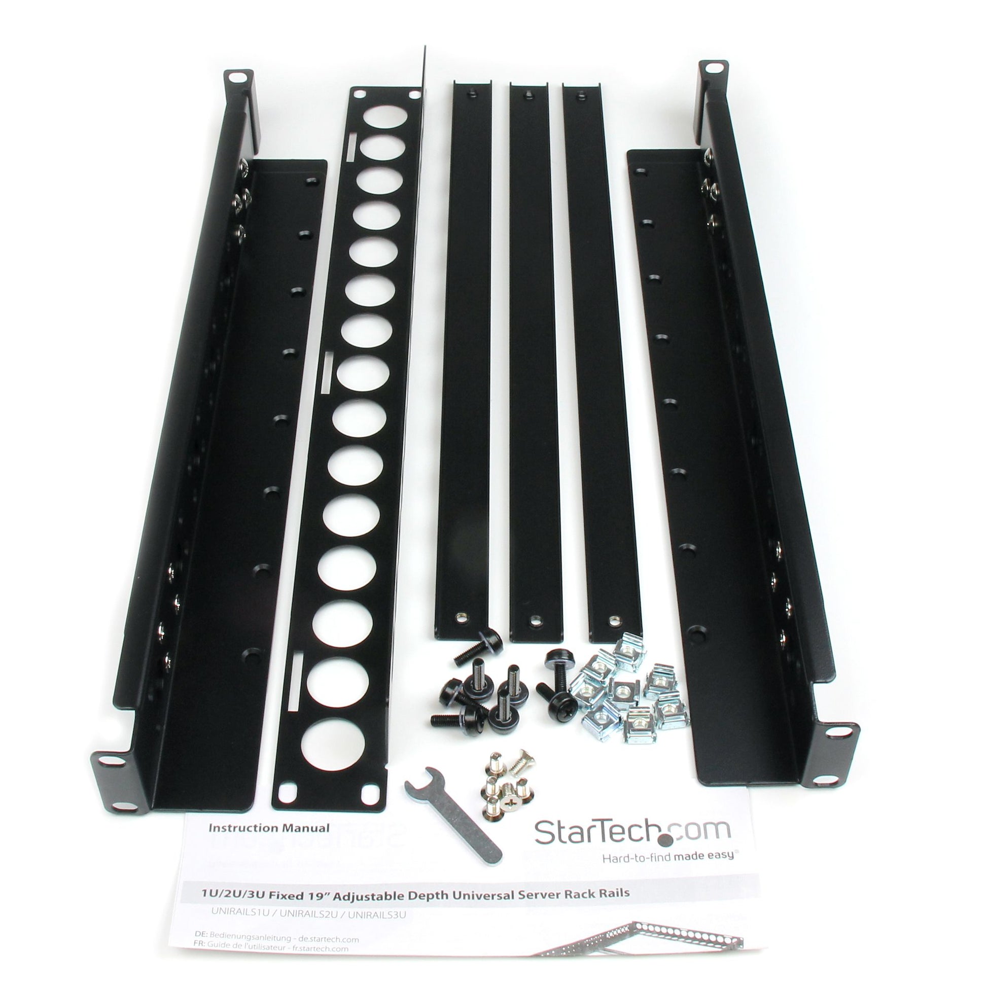 StarTech.com Rack-Schienenset 19" – verstellbar – 19" – 1U – 481 × 1'100 × 42 mm – 25 kg – für 19"-Racks