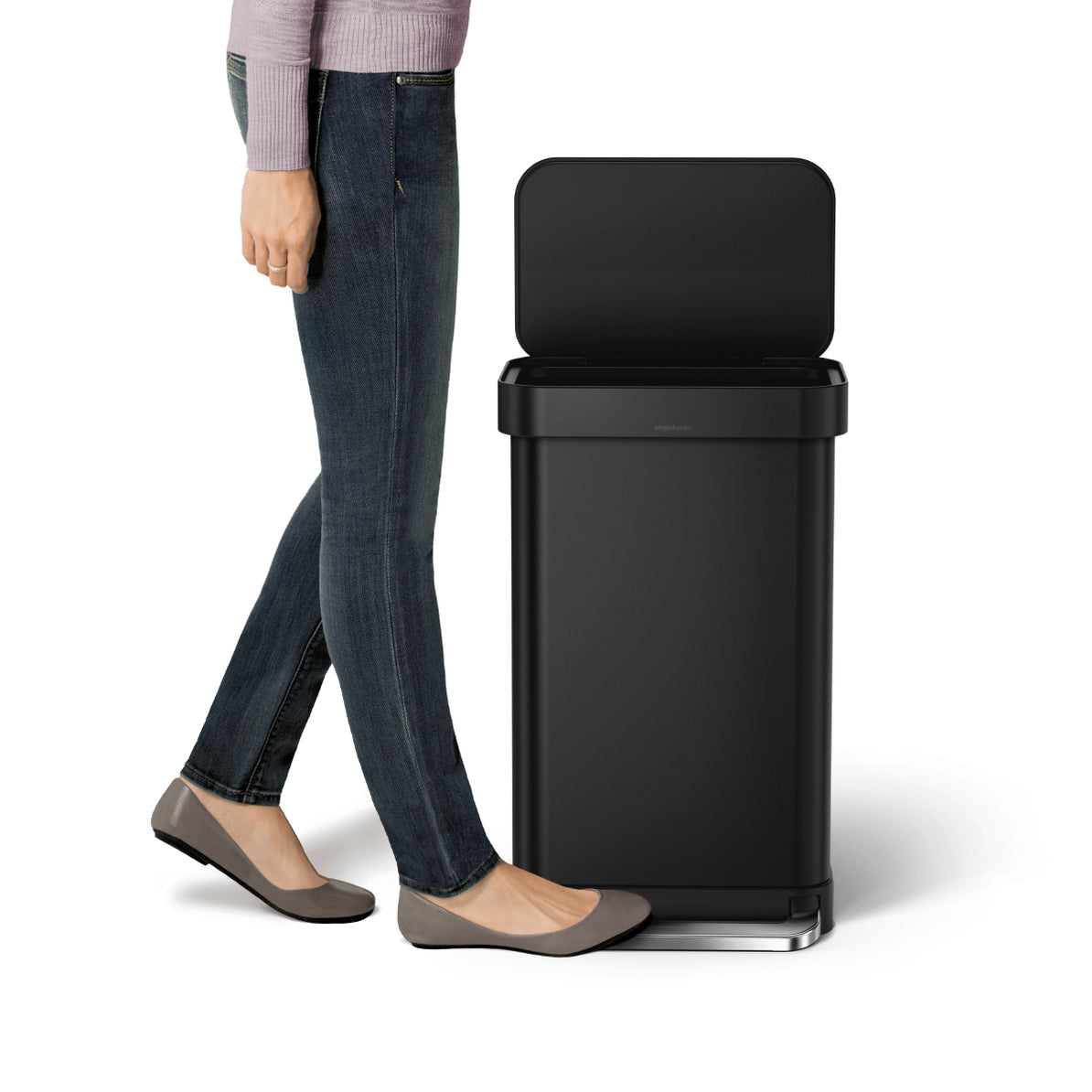 simplehuman Abfallcontainer – 45 l – Edelstahl – B × H × T 405 × 655 × 338 mm
